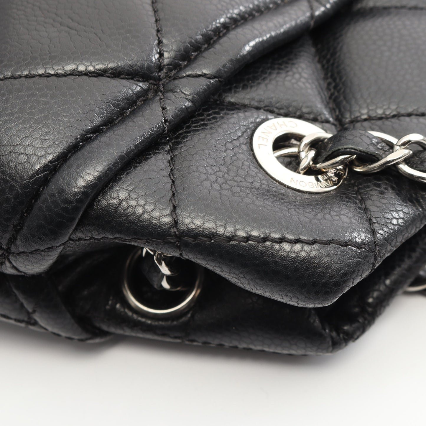 マトラッセ チェーンショルダーバッグ チェーントートバッグ キャビアスキン ブラック シルバー金具 シャネル バッグ CHANEL
