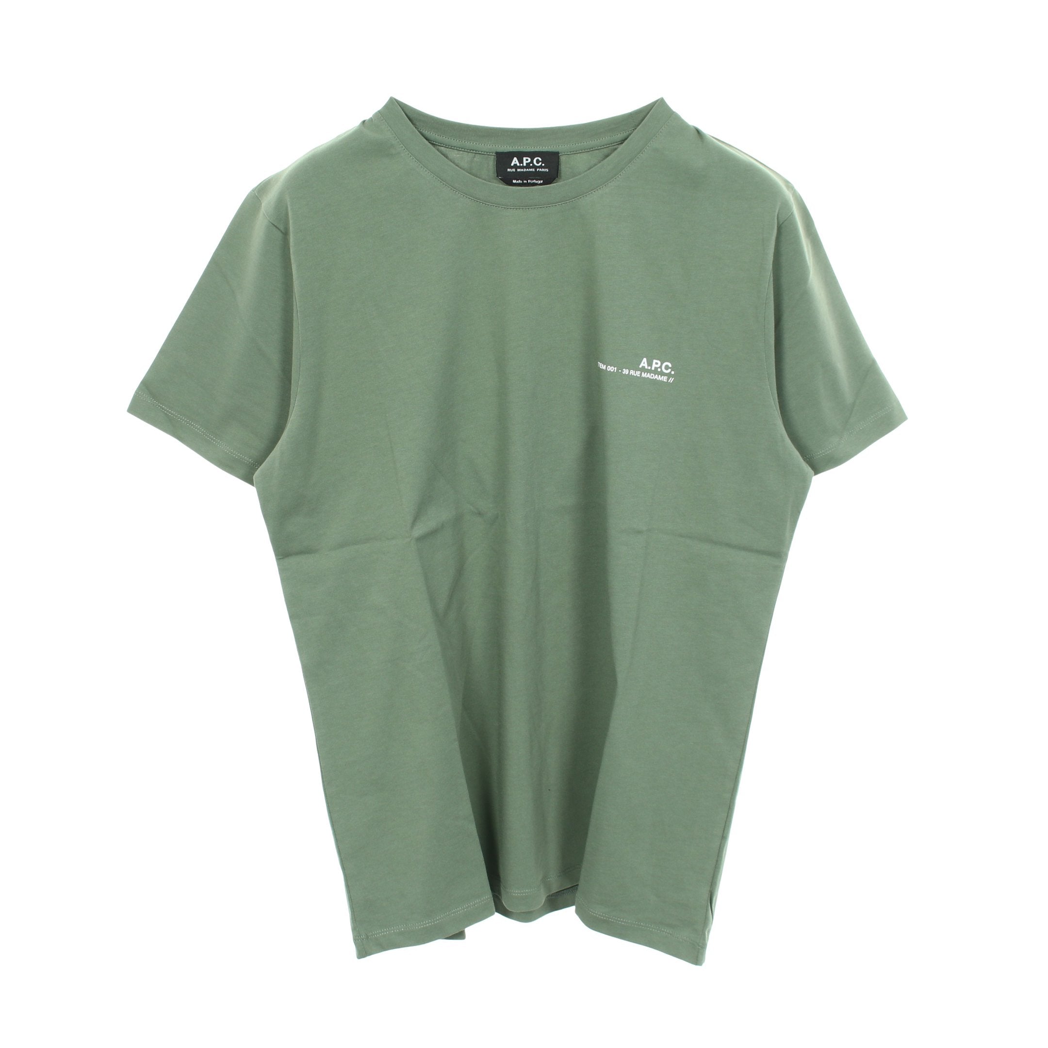 プリントロゴ クルーネック 半袖Tシャツ コットン グリーン 