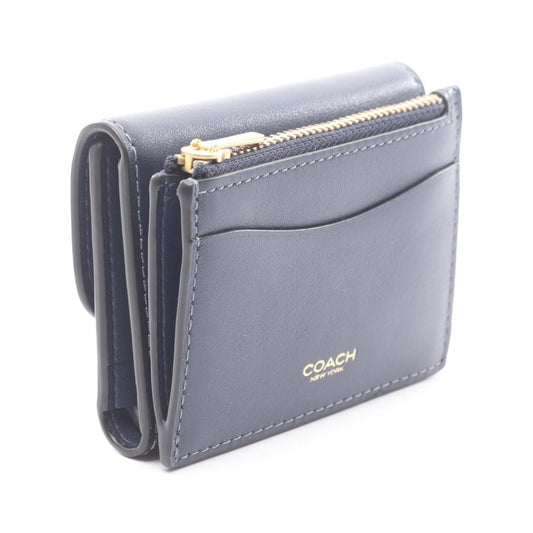 ESSENTIAL CARD HOLDER WALLET 三つ折り財布 レザー ネイビー コーチ