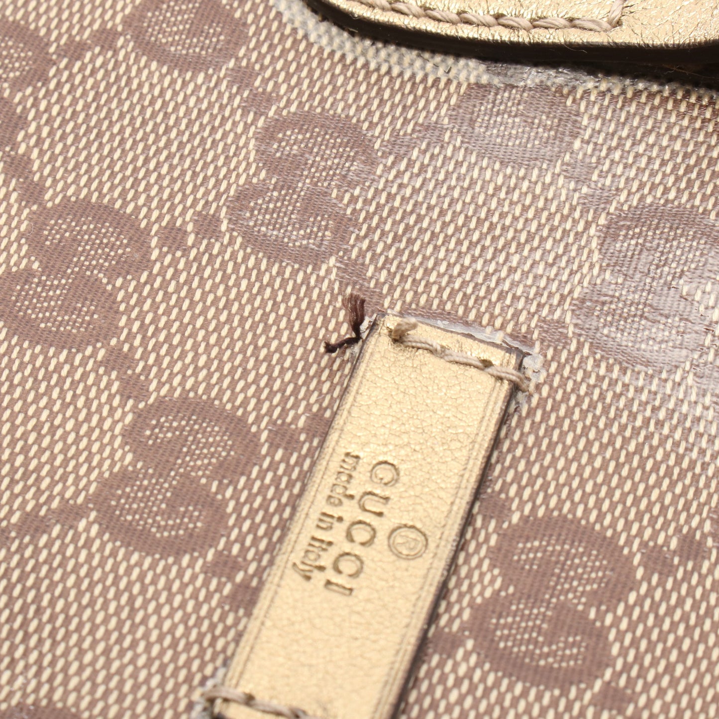 GGクリスタル ハンドバッグ トートバッグ コーティングキャンバス レザー ベージュ ブラウン ゴールド グッチ バッグ GUCCI