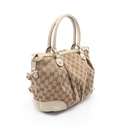 スーキー GGキャンバス 2WAY ハンドバッグ キャンバス レザー ベージュ アイボリー グッチ バッグ GUCCI