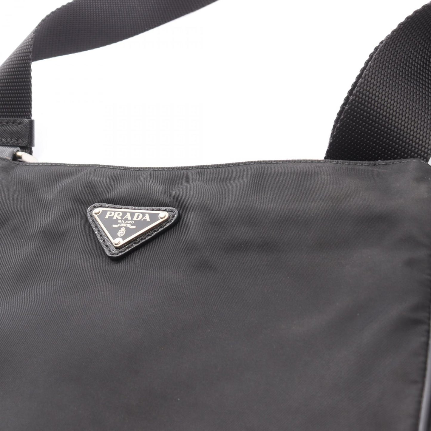 VIAGGIO ショルダーバッグ ナイロン サフィアーノレザー ブラック プラダ バッグ PRADA