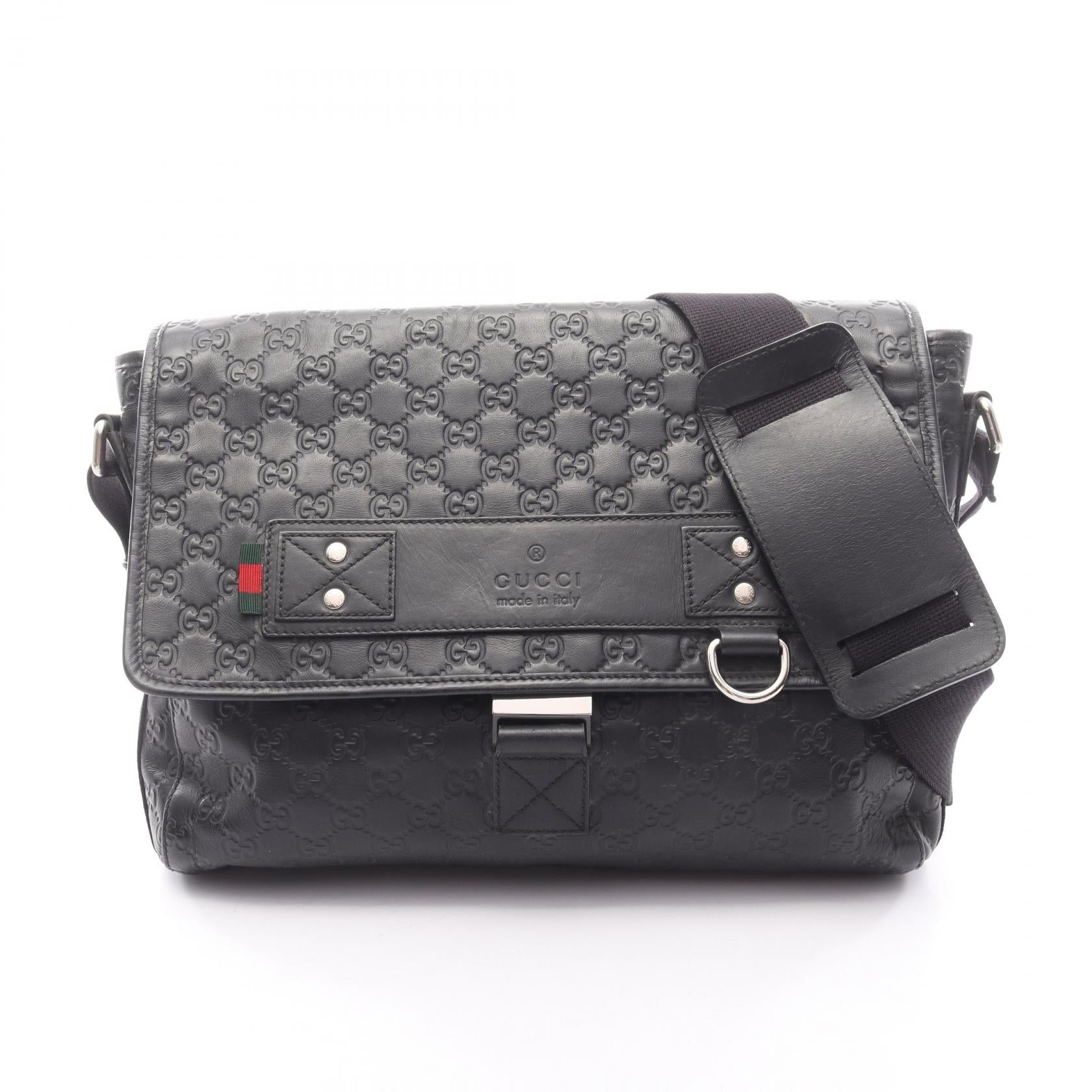 GUCCI グッチ シマ メッセンジャーバッグ ショルダーバッグ ブラック グッチシマ メッセンジャーバッグ ショルダーバッグ レザー ブラック