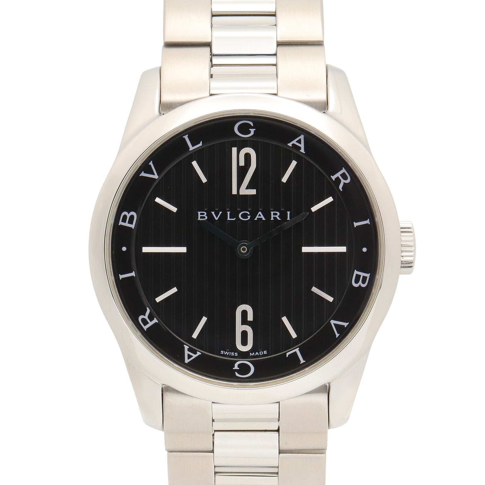 BVLGARI ソロテンポST29S ブラック　ステンレススチール　クォーツ ソロテンポ メンズ 腕時計 クオーツ ステンレススチール ブラック