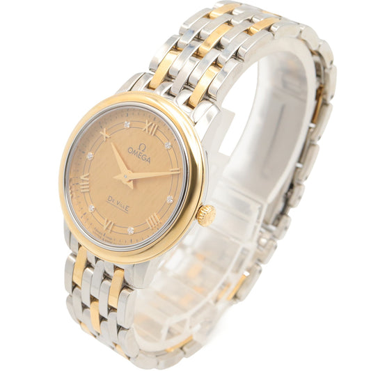 デ・ビル プレステージ 6Pダイヤ レディース 腕時計 クオーツ K18(イエローゴールド) ステンレススチール ダイヤモンド ゴールド オメガ 時計 OMEGA