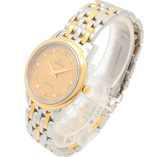 デ・ビル プレステージ 6Pダイヤ レディース 腕時計 クオーツ K18(イエローゴールド) ステンレススチール ダイヤモンド ゴールド オメガ 時計 OMEGA