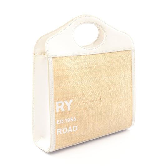 ミニ ポケットバッグ ハンドバッグ ラフィア レザー ベージュ ホワイト バーバリー バッグ BURBERRY