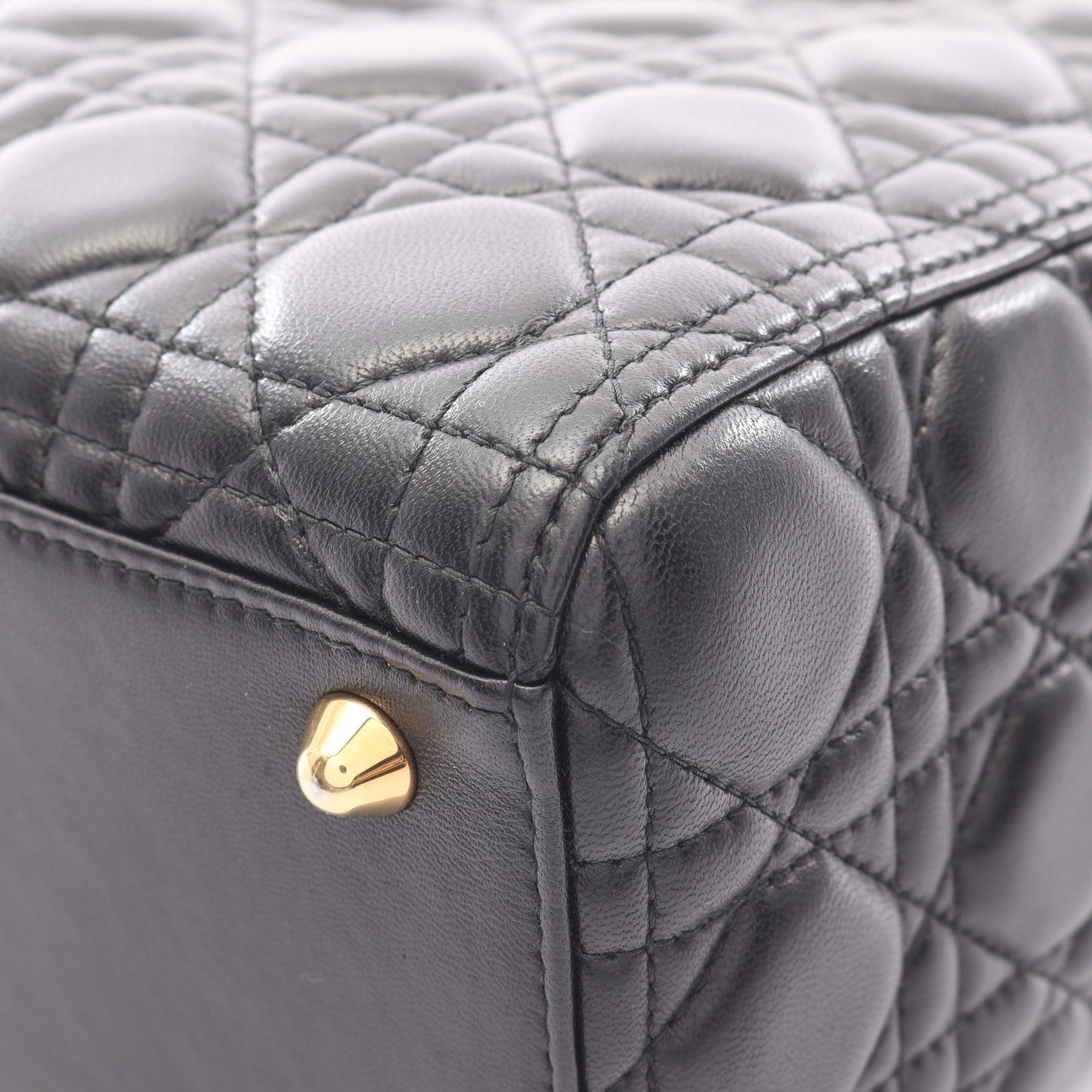 レディディオール ラージ カナージュ 2WAY ハンドバッグ レザー ブラック クリスチャンディオール バッグ Christian Dior