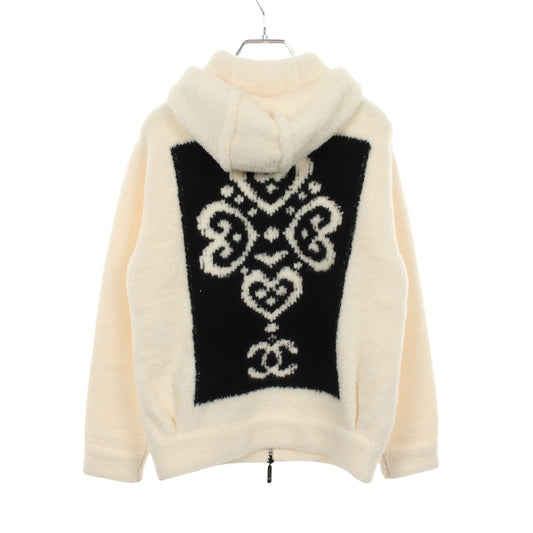 ココネージュ ジップアップパーカー ウール カシミヤ ホワイト シャネル トップス CHANEL