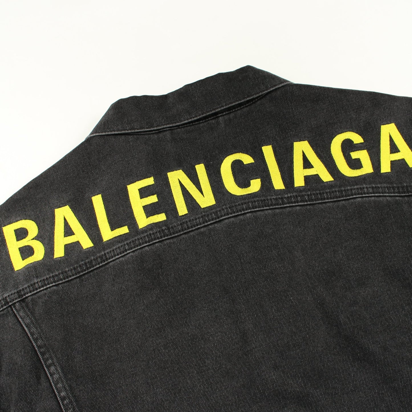バックロゴ刺繍 デニムジャケット コットン ブラック バレンシアガ アウター BALENCIAGA