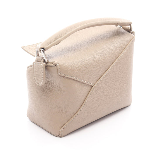 パズルエッジ ミニ 2WAY ハンドバッグ レザー ベージュ ロエベ