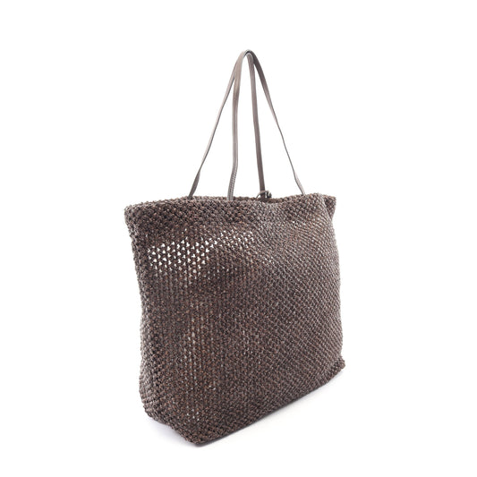 BARN ポーチ付き ショルダーバッグ トートバッグ ラフィア レザー ダークブラウン ザロウ