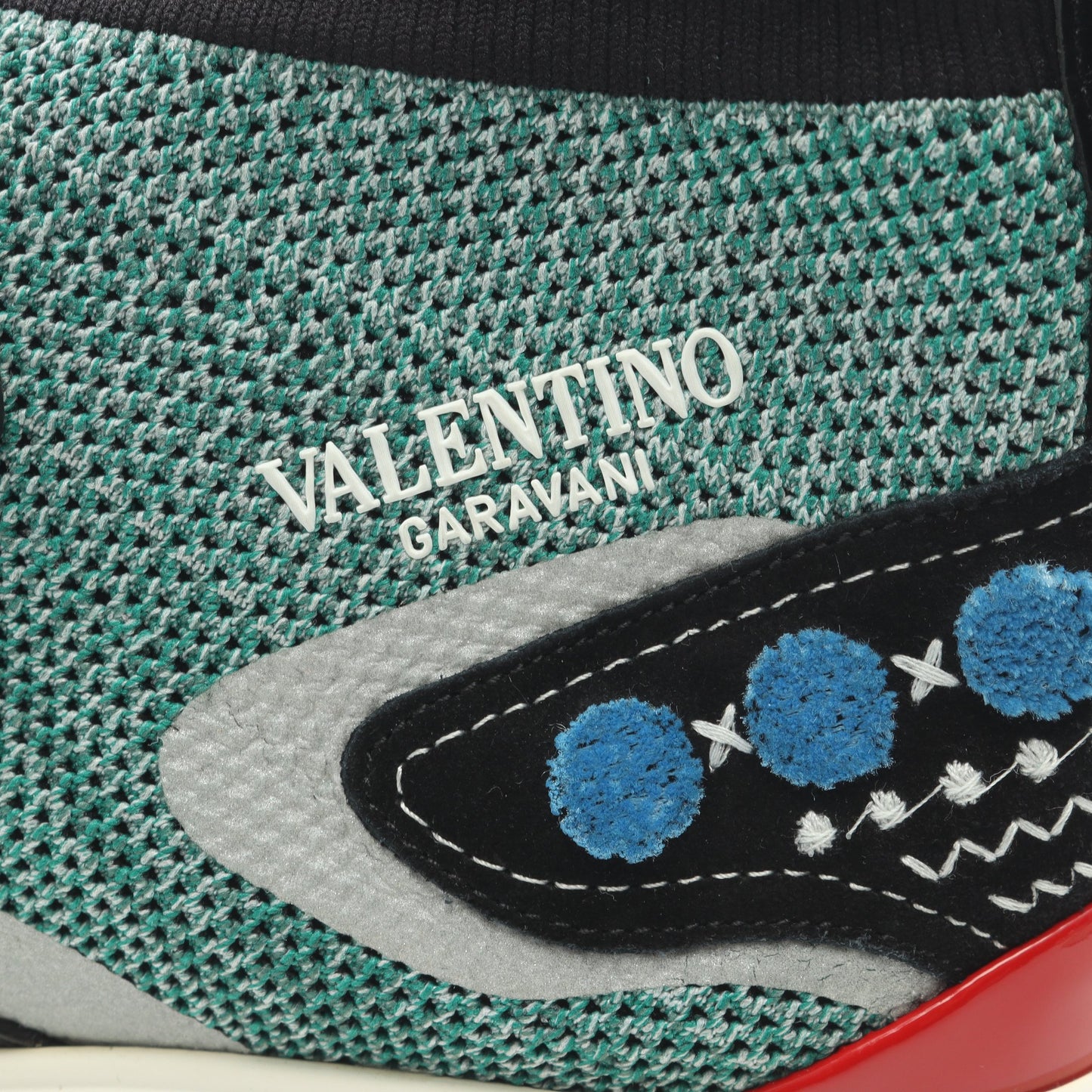 Heroes Tribe フリンジ ハイカットスニーカー ニットファブリック レザー グリーン ブラック レッド ヴァレンティノ シューズ VALENTINO