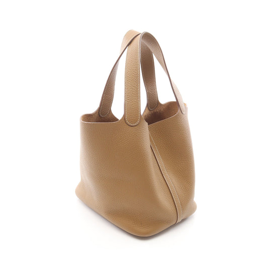 ピコタンロックMM クラフト ハンドバッグ トリヨンクレマンス ライトブラウン シルバー金具 □Q刻印 エルメス