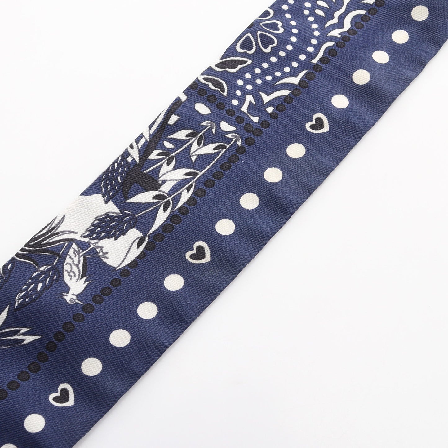 ツイリー Entre Ciel et mer Bandana リボン スカーフ シルク ネイビー ホワイト ブラック エルメス 財布・小物 HERMES