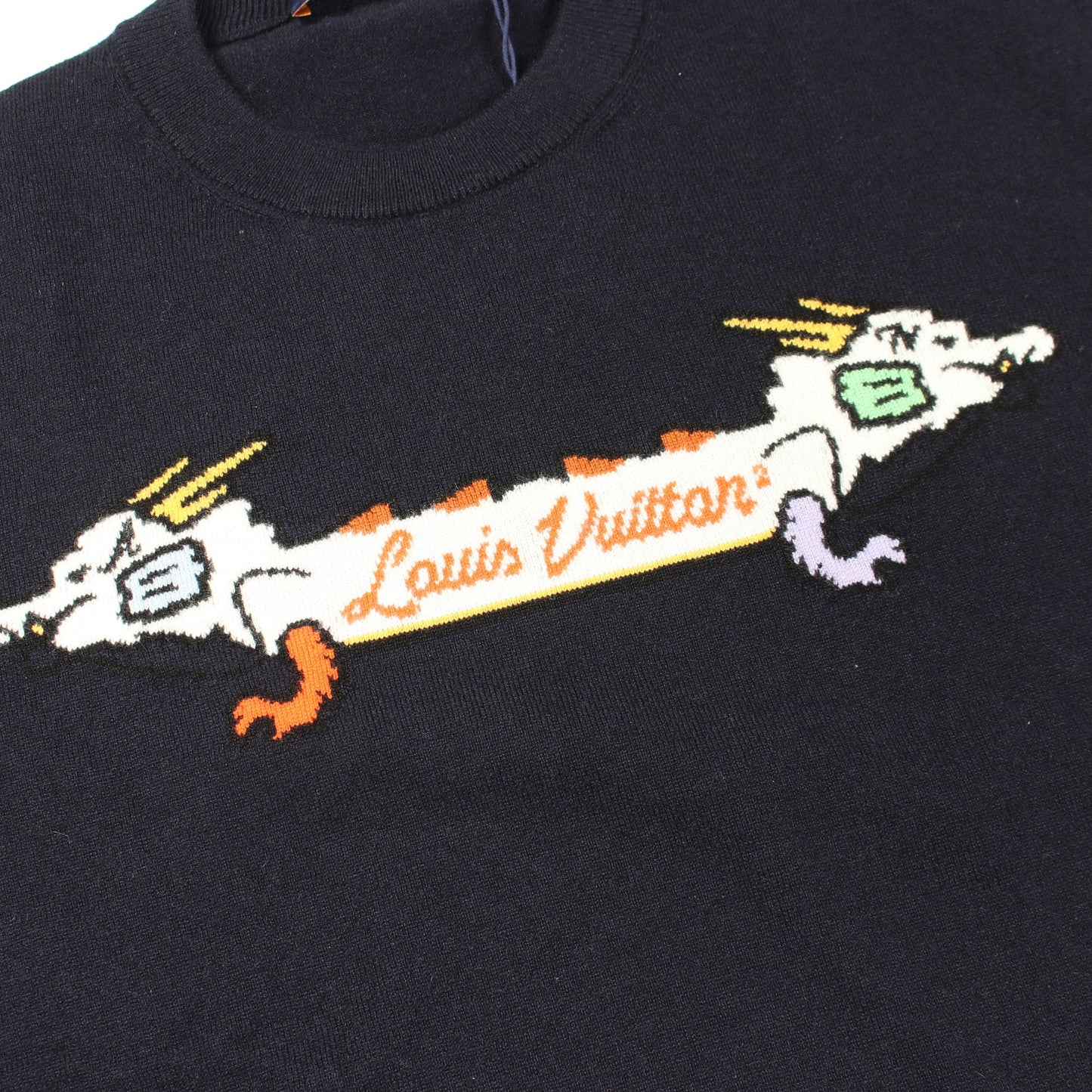 LOUIS VUITTON × NIGO インタルシアジャカード ドラゴン グラフィック ニット カシミヤ ネイビー ルイヴィトン トップス LOUIS VUITTON