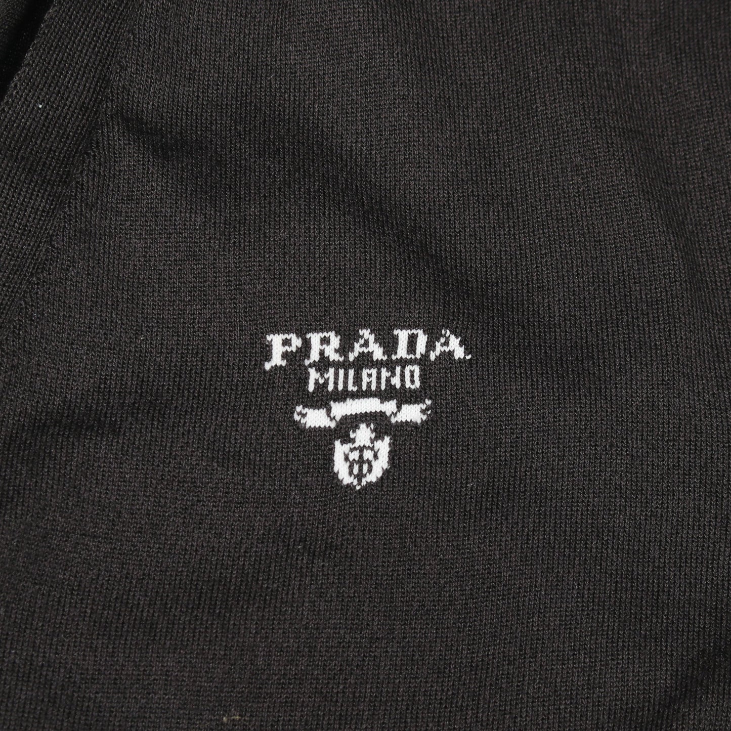 ロゴ Vネック カーディガン シルク コットン ブラック プラダ トップス PRADA