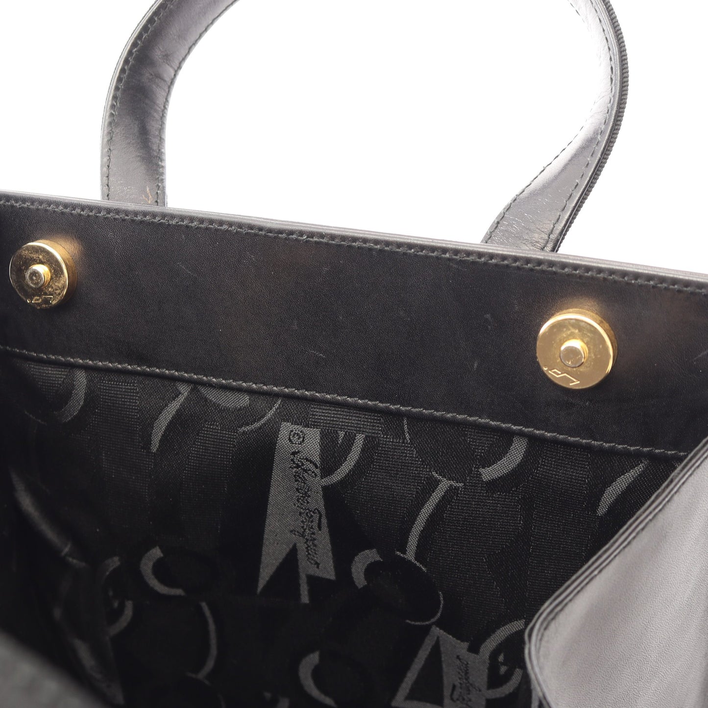 ヴァラリボン 2WAY ハンドバッグ レザー ブラック サルヴァトーレフェラガモ バッグ Salvatore Ferragamo