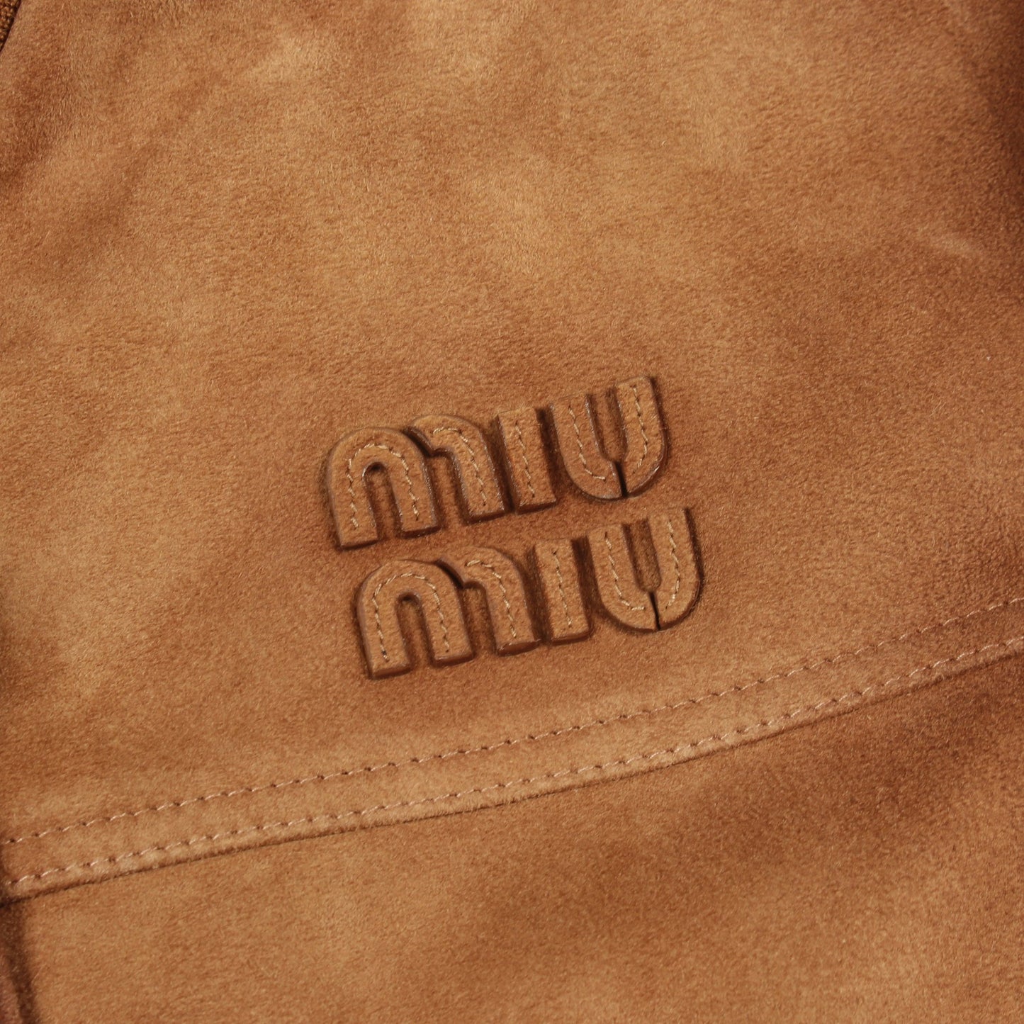 ワックス加工 クロップド ブルゾン スエード ブラウン ミュウミュウ アウター miu miu