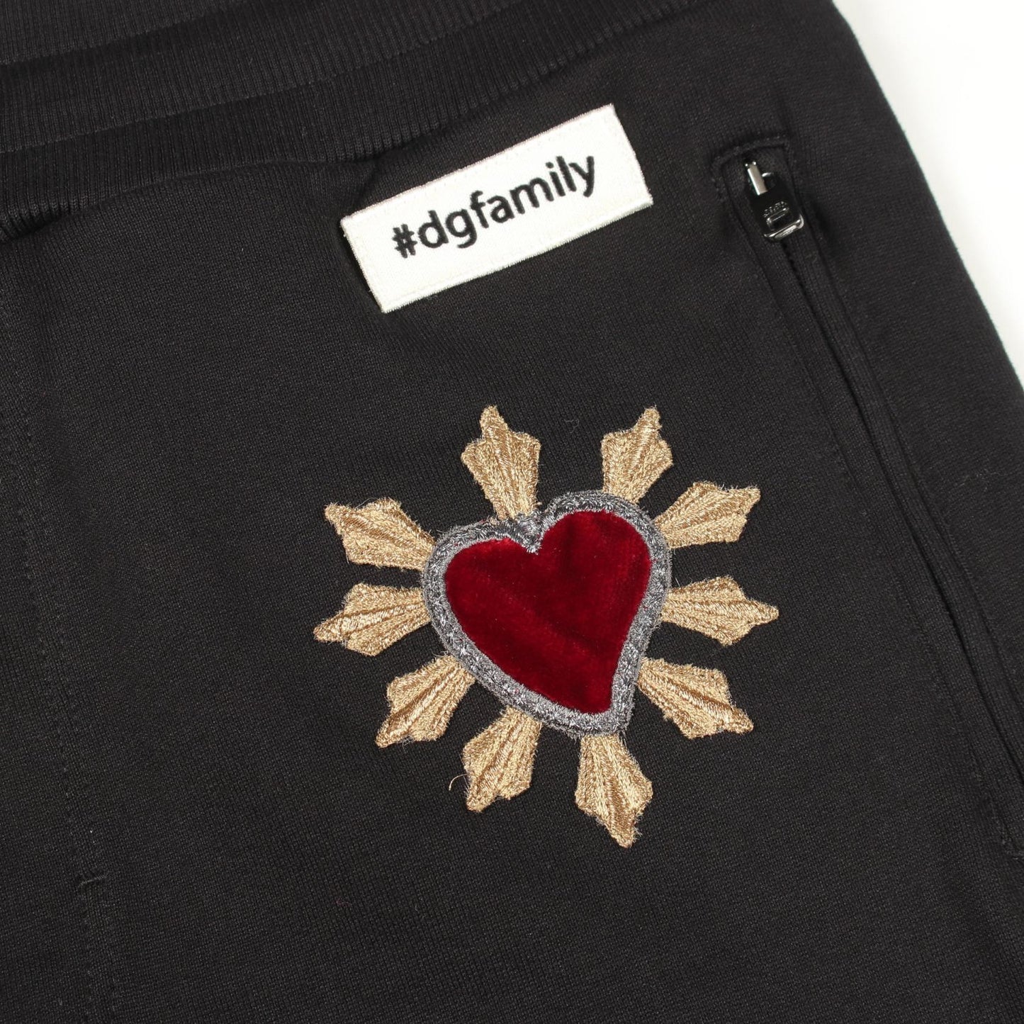 ハートワッペン スウェットパンツ ジョガーパンツ コットン ブラック ドルチェアンドガッバーナ ボトムス DOLCE&GABBANA