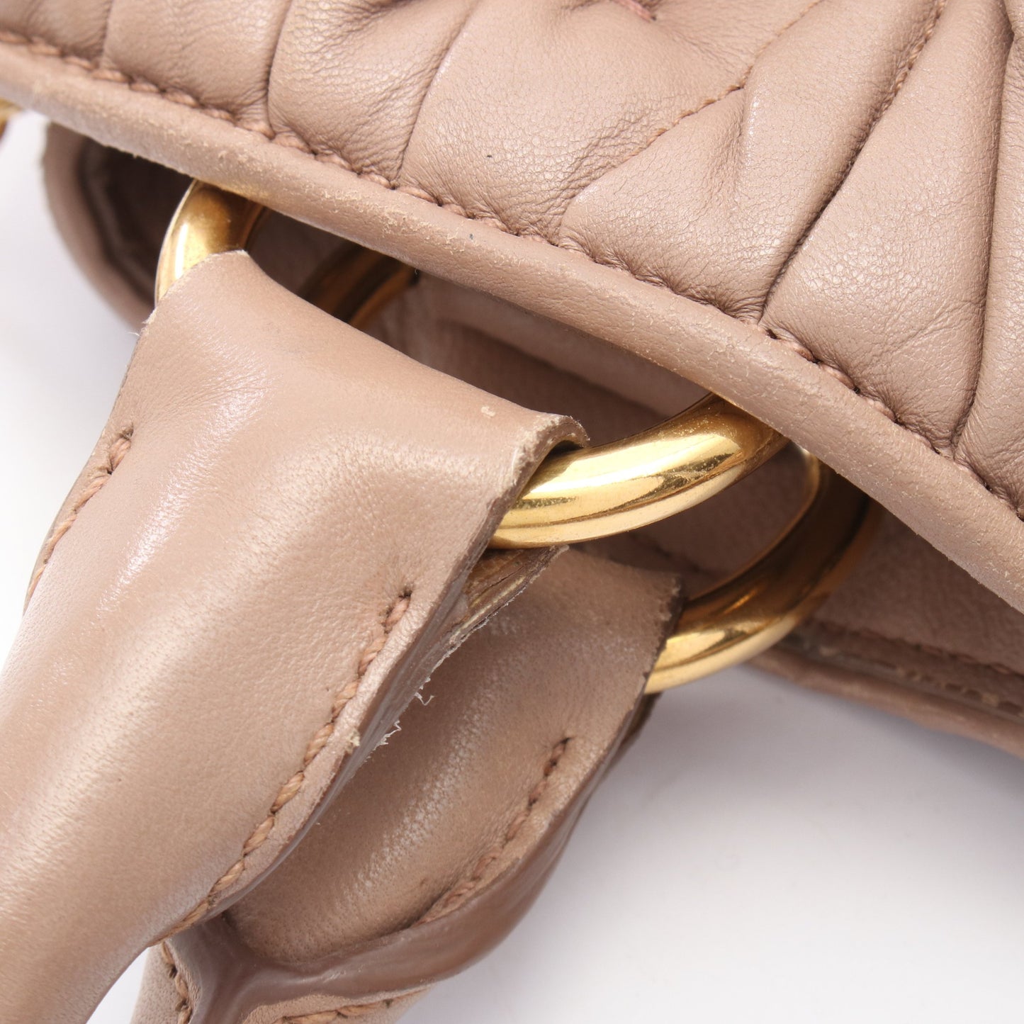 マテラッセ 2WAY ハンドバッグ レザー ピンクベージュ ミュウミュウ バッグ miu miu