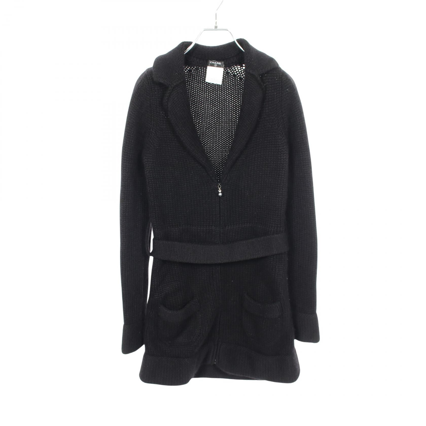 入手困難✨ シャネルスポーツ カシミヤ100% ジップアップニット ジャケット ジップアップ ニット コート カシミヤ ブラック シャネル – RECLO