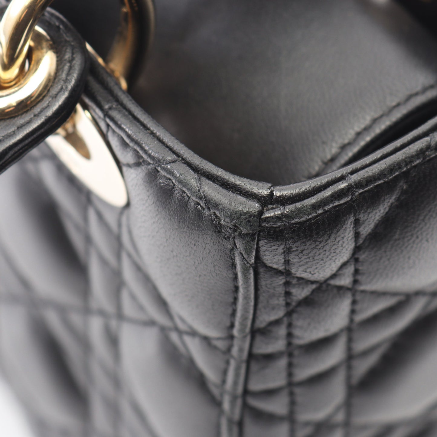 LADY DIOR MY ABCDIOR レディディオール スモール カナージュ 2WAY ハンドバッグ レザー ブラック クリスチャンディオール バッグ Christian Dior