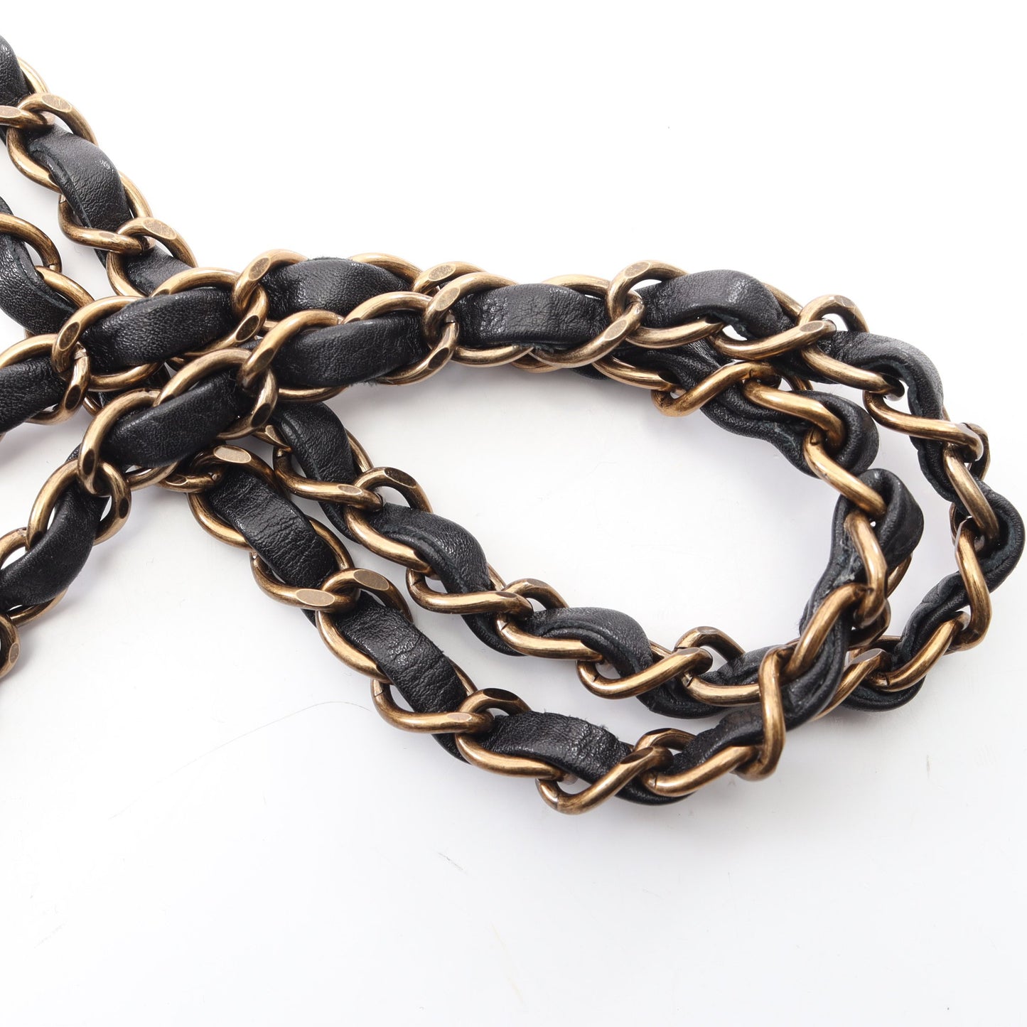 ワイルドステッチ Wチェーンショルダーバッグ レザー ブラック ゴールド金具 シャネル バッグ CHANEL
