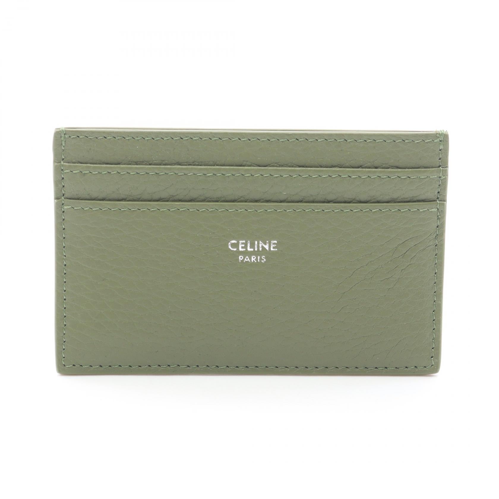 セリーヌ　ケース　オリーブグリーン Celine Smooth Calfskin Cuir Small Triomphe Oval Purse Crossbody