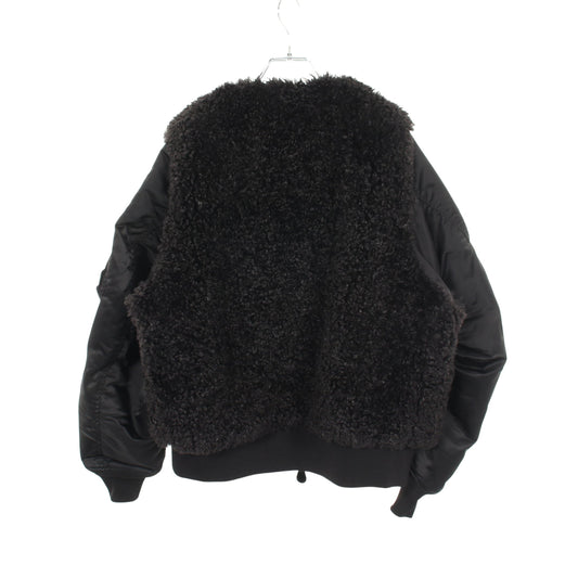 FAUX SHEARING TYPE MA-1 切替 中綿 ジャケット ナイロン ブラック ハイク