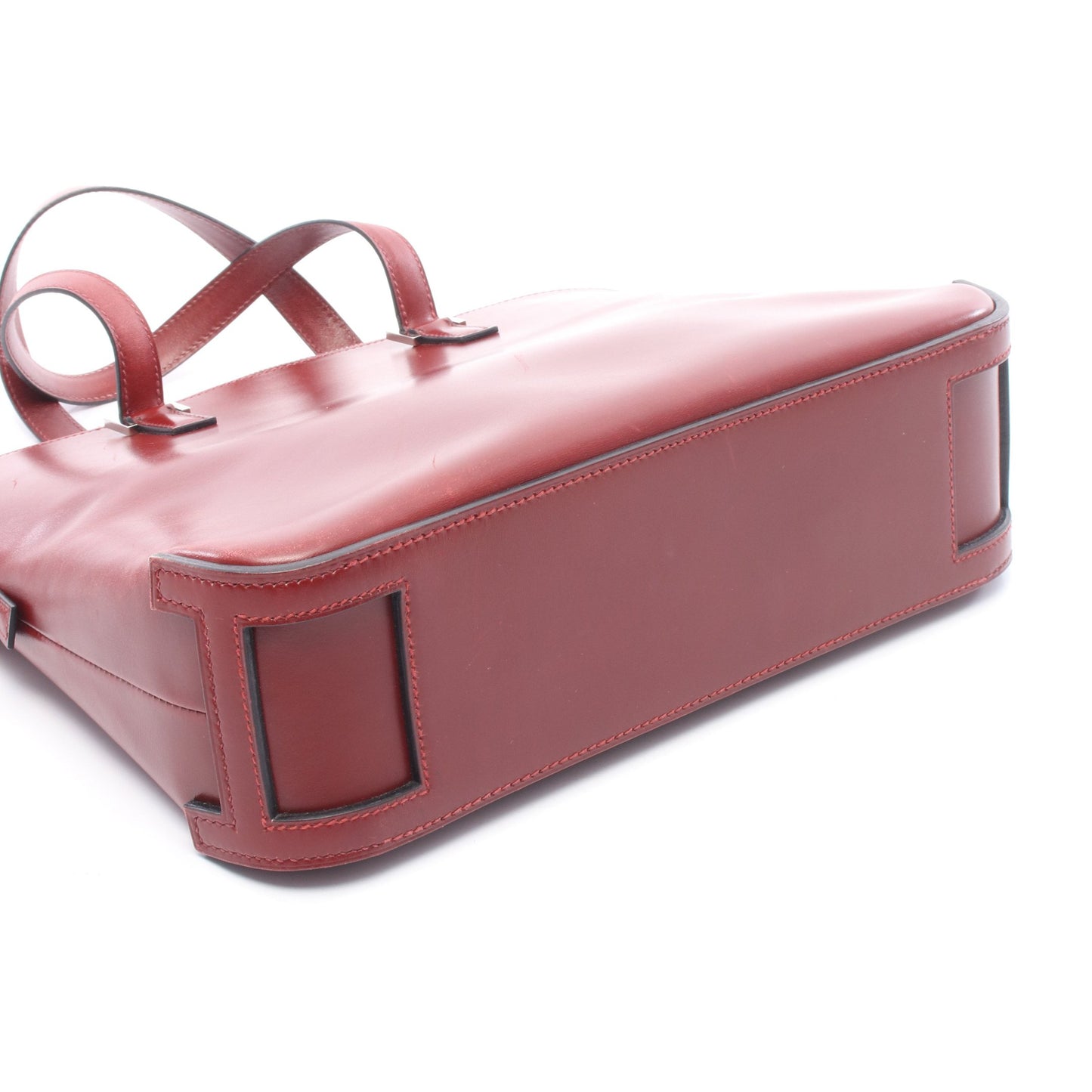 エスカパーダ ルージュアッシュ ハンドバッグ ボックスカーフ ボルドー シルバー金具 □E刻印 エルメス バッグ HERMES