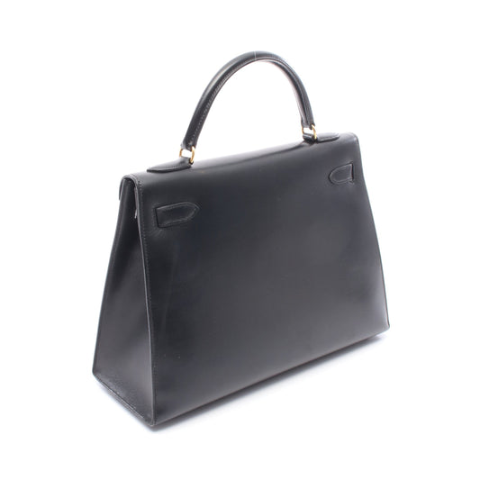 ケリー32 外縫い 2WAY ハンドバッグ ボックスカーフ ブラック ゴールド金具 ○Y刻印 エルメス バッグ HERMES