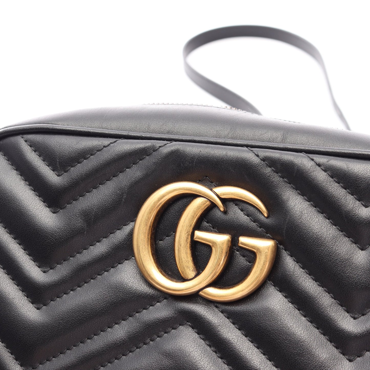 GGマーモント チェーンショルダーバッグ レザー ブラック グッチ バッグ GUCCI