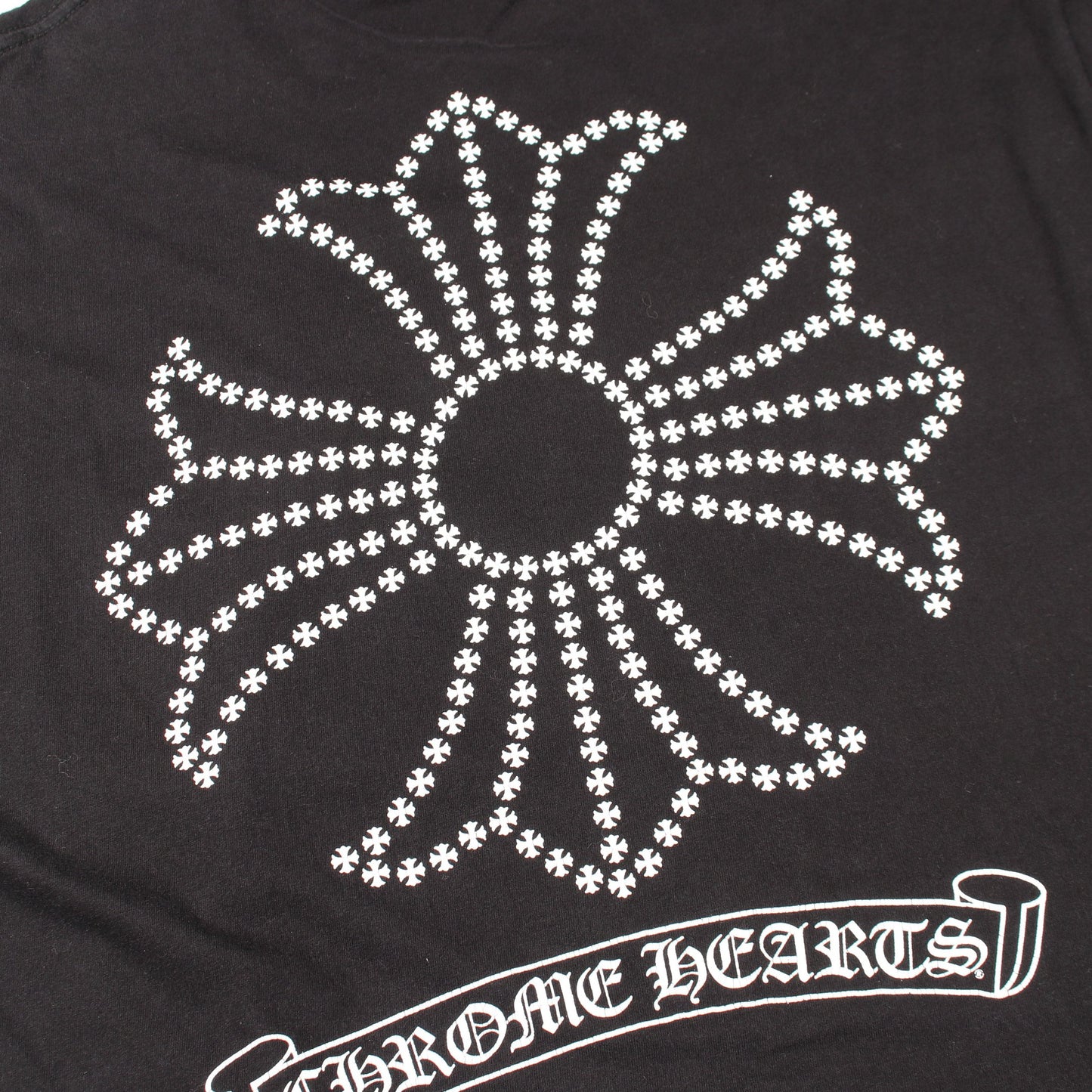 バックCHプラス スクロールプリント クルーネック 長袖Tシャツ コットン ブラック クロムハーツ トップス Chrome Hearts