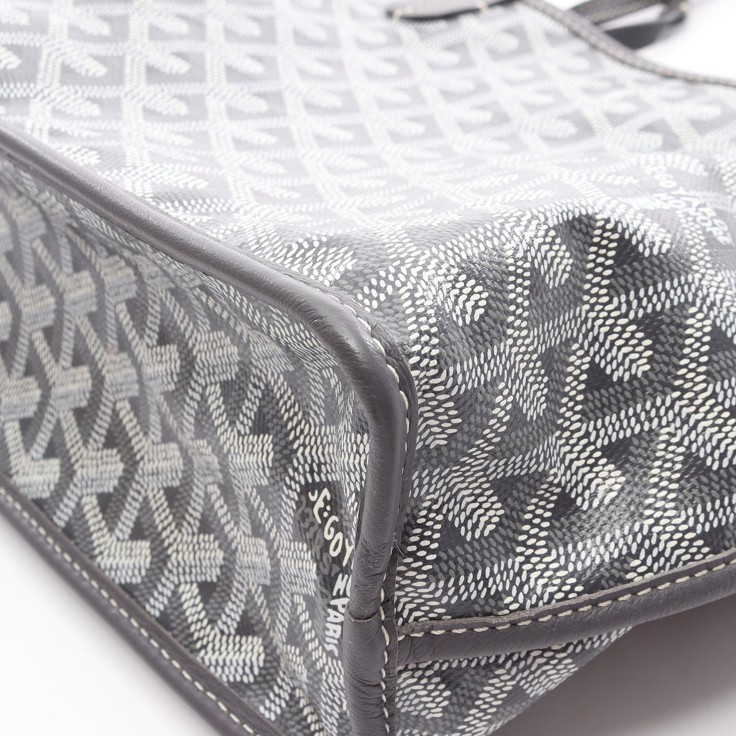アンジュ ミニポーチ リバーシブル ハンドバッグ トートバッグ コーティングキャンバス レザー グレー ゴヤール バッグ GOYARD