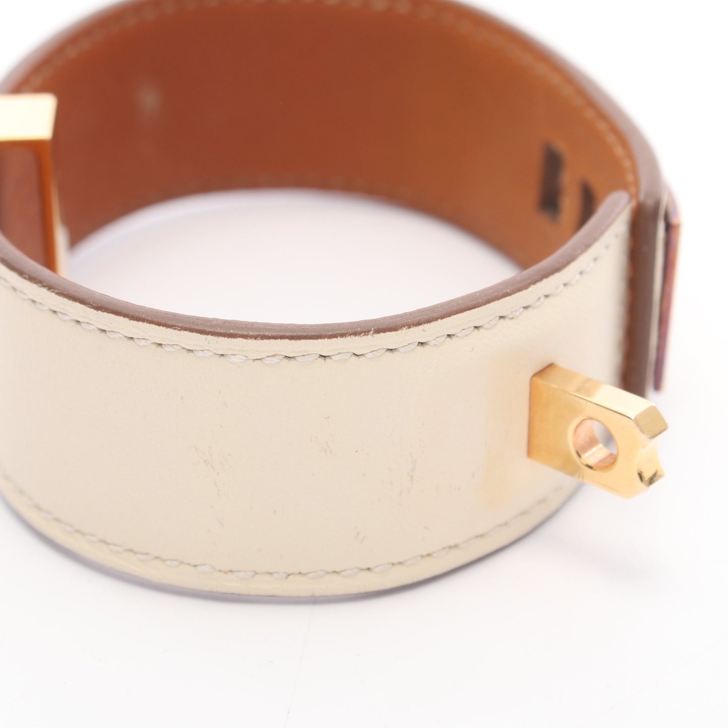 コリエドシアン24 バングル GP レザー アイボリー ゴールド エルメス アクセサリー HERMES