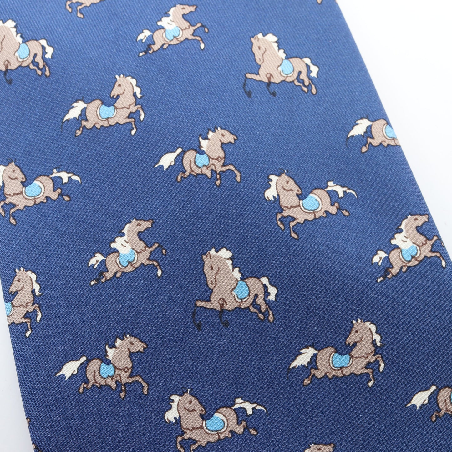 馬柄 ネクタイ シルク ネイビー グレー エルメス 財布・小物 HERMES