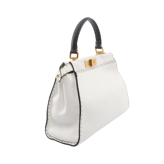 ピーカブー レギュラー セレリア 2WAY ハンドバッグ レザー ホワイト ネイビー フェンディ バッグ FENDI