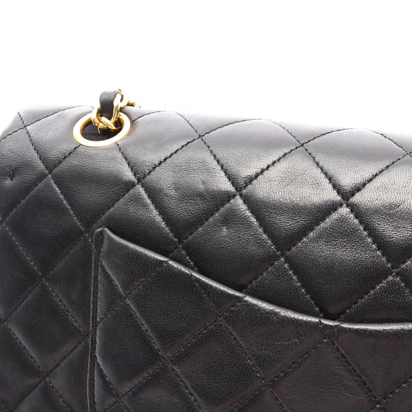 マトラッセ Wフラップ Wチェーンショルダーバッグ ラムスキン ブラック ゴールド金具 シャネル バッグ CHANEL