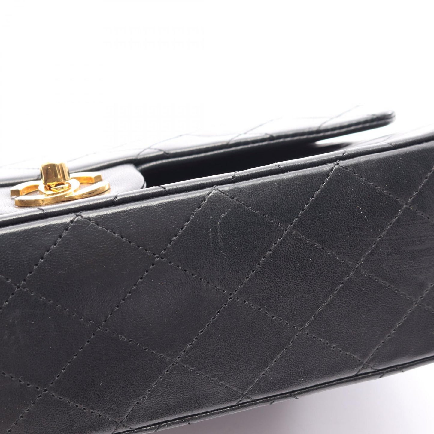 マトラッセ Wフラップ Wチェーンショルダーバッグ ラムスキン ブラック ゴールド金具 シャネル バッグ CHANEL