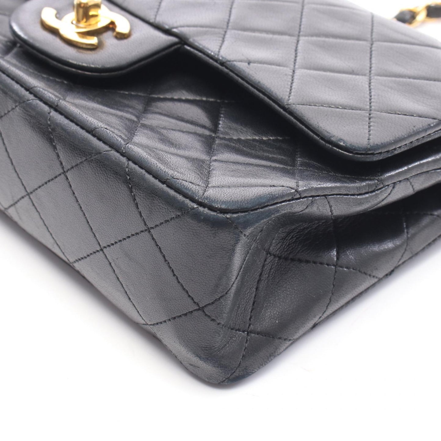 マトラッセ Wフラップ Wチェーンショルダーバッグ ラムスキン ブラック ゴールド金具 シャネル バッグ CHANEL