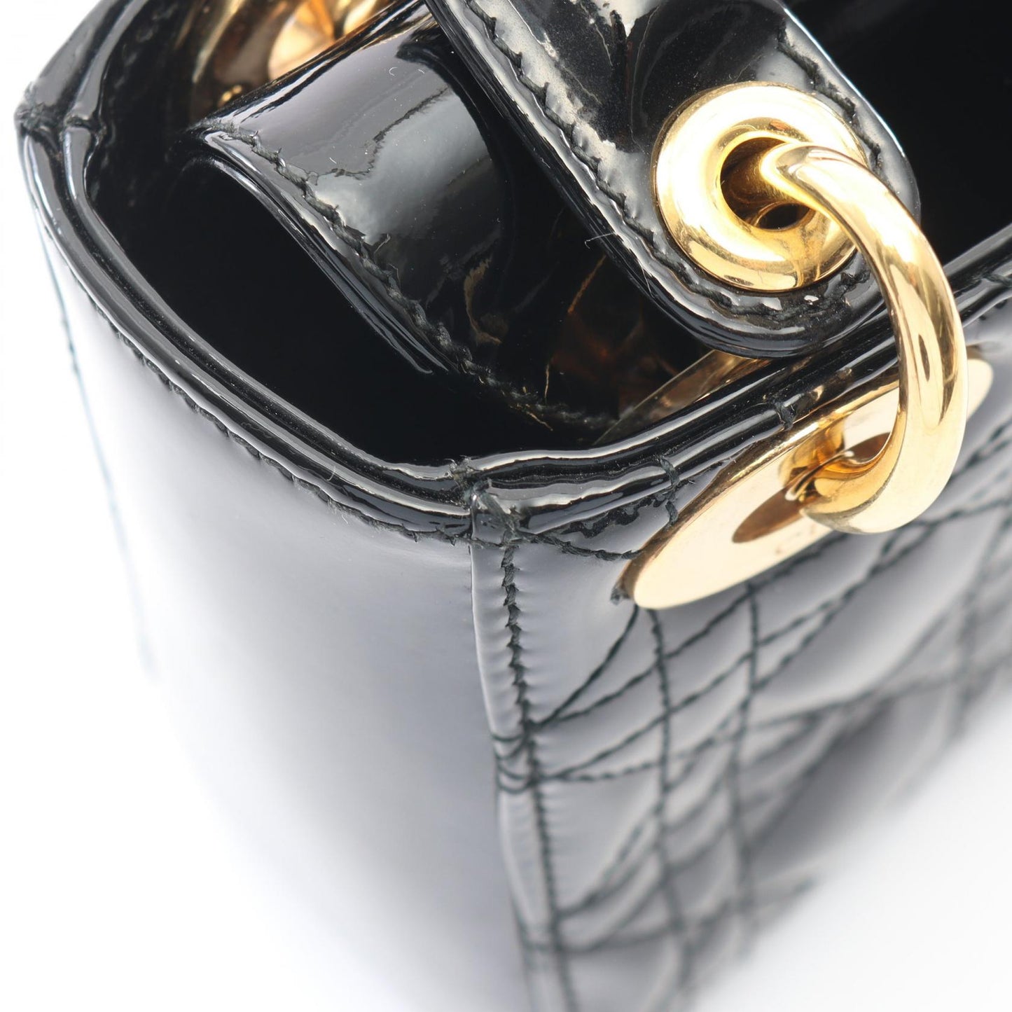 レディディオール ミニ カナージュ 2WAY ハンドバッグ エナメルレザー ブラック クリスチャンディオール バッグ Christian Dior