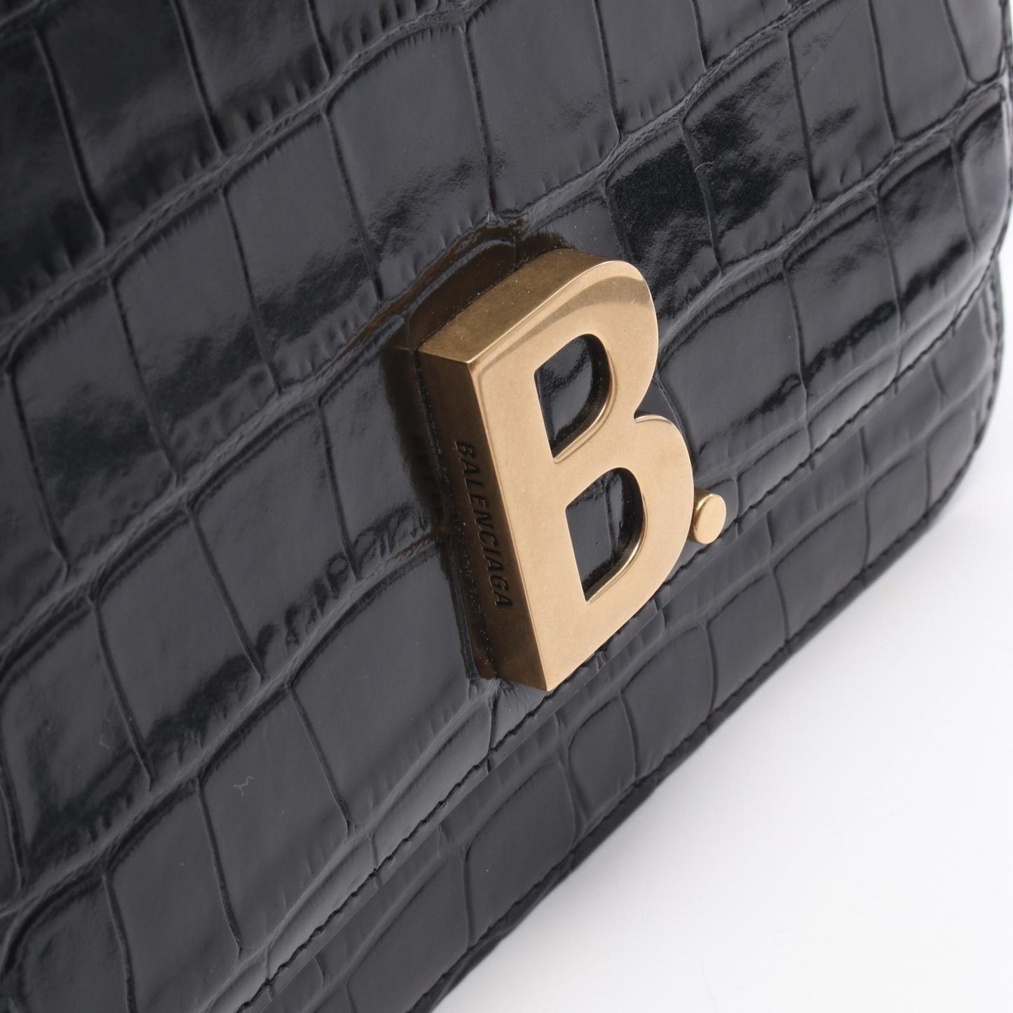 ビードット クロコ型押し ショルダーバッグ レザー ブラック バレンシアガ バッグ BALENCIAGA