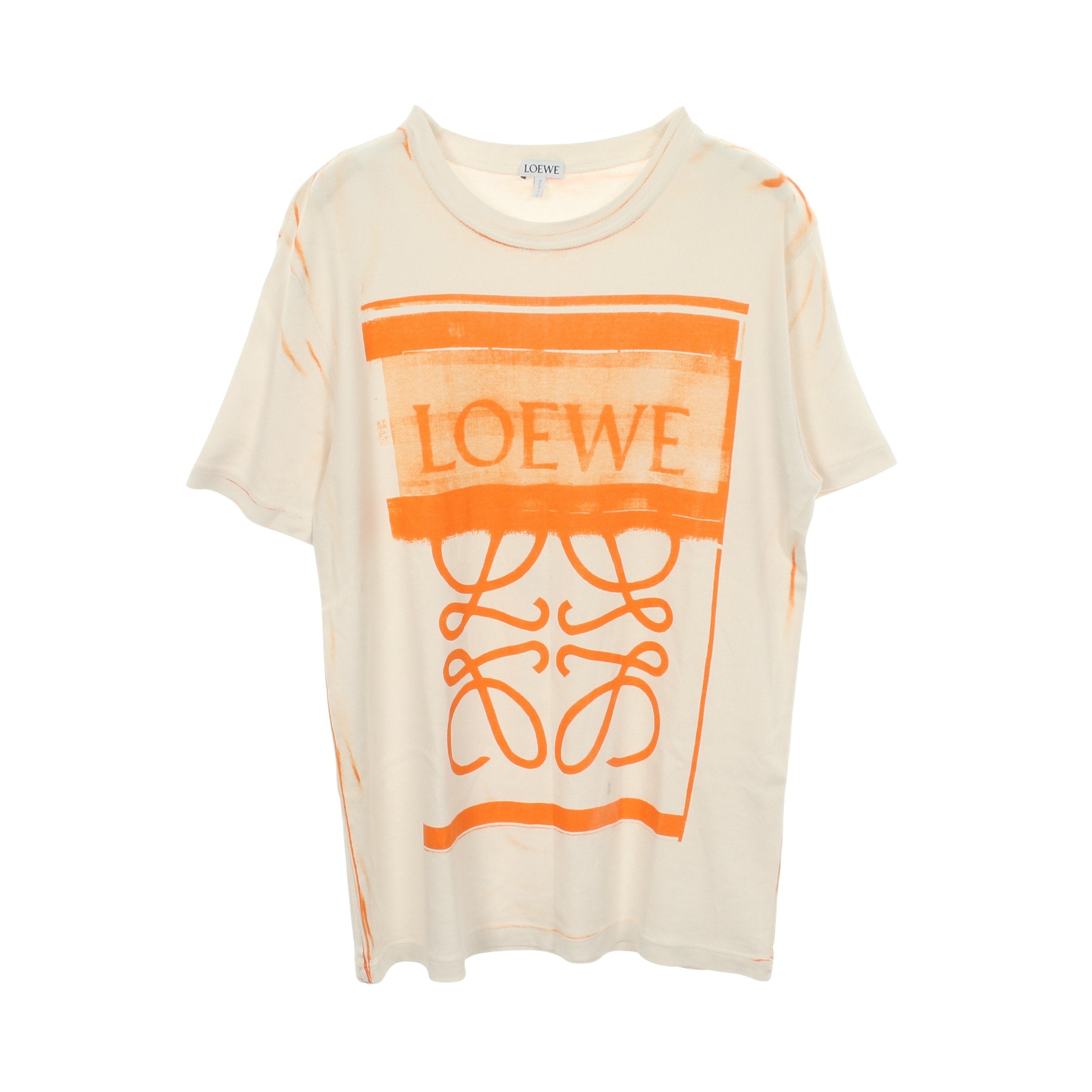 アナグラム ロゴプリント 半袖Tシャツ コットン ホワイト オレンジ