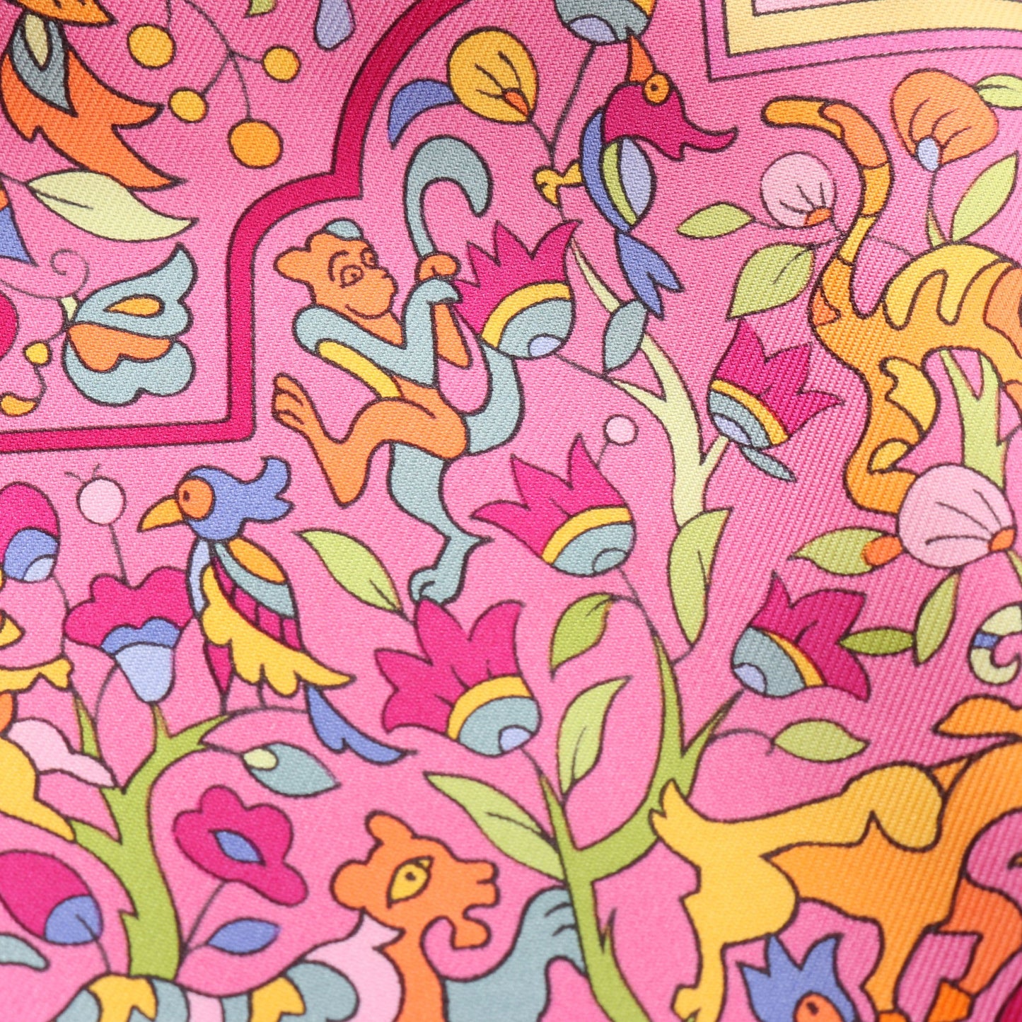 カレ90 LES JARDINS D'ARMENIE スカーフ シルク ピンクパープル マルチカラー エルメス