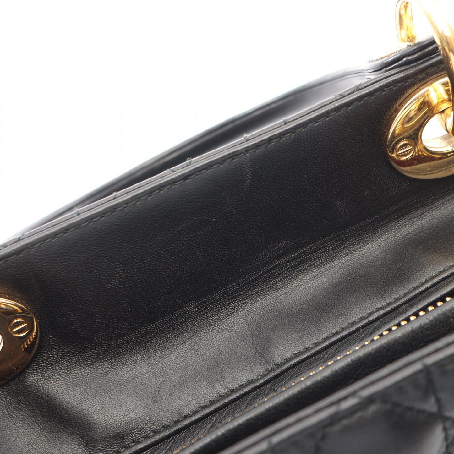 LADY DIOR レディディオール カナージュ 2WAY ハンドバッグ レザー ブラック クリスチャンディオール バッグ Christian Dior
