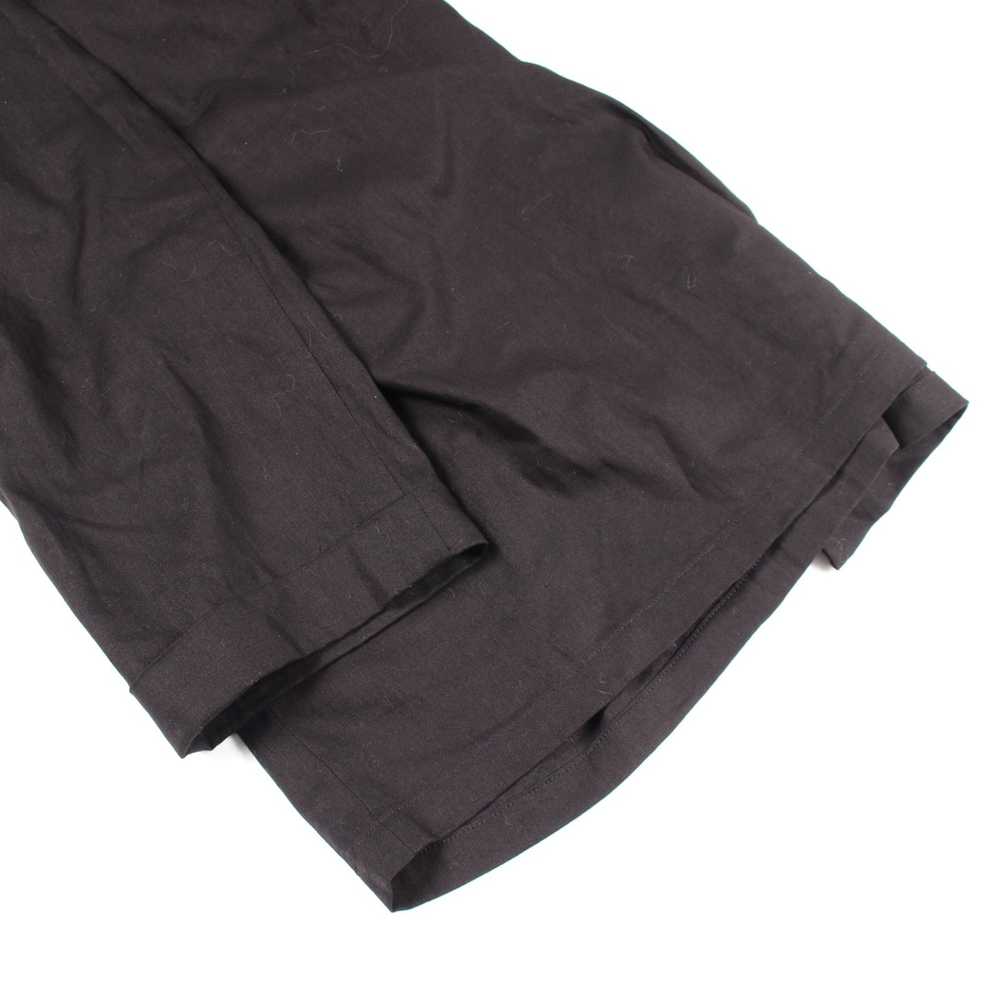 WIDE LEG PANTS WITH TRAIN ON LEFT LEG 変形 パンツ コットン リネン ブラック ヨウジヤマモト ボトムス Yohji Yamamoto