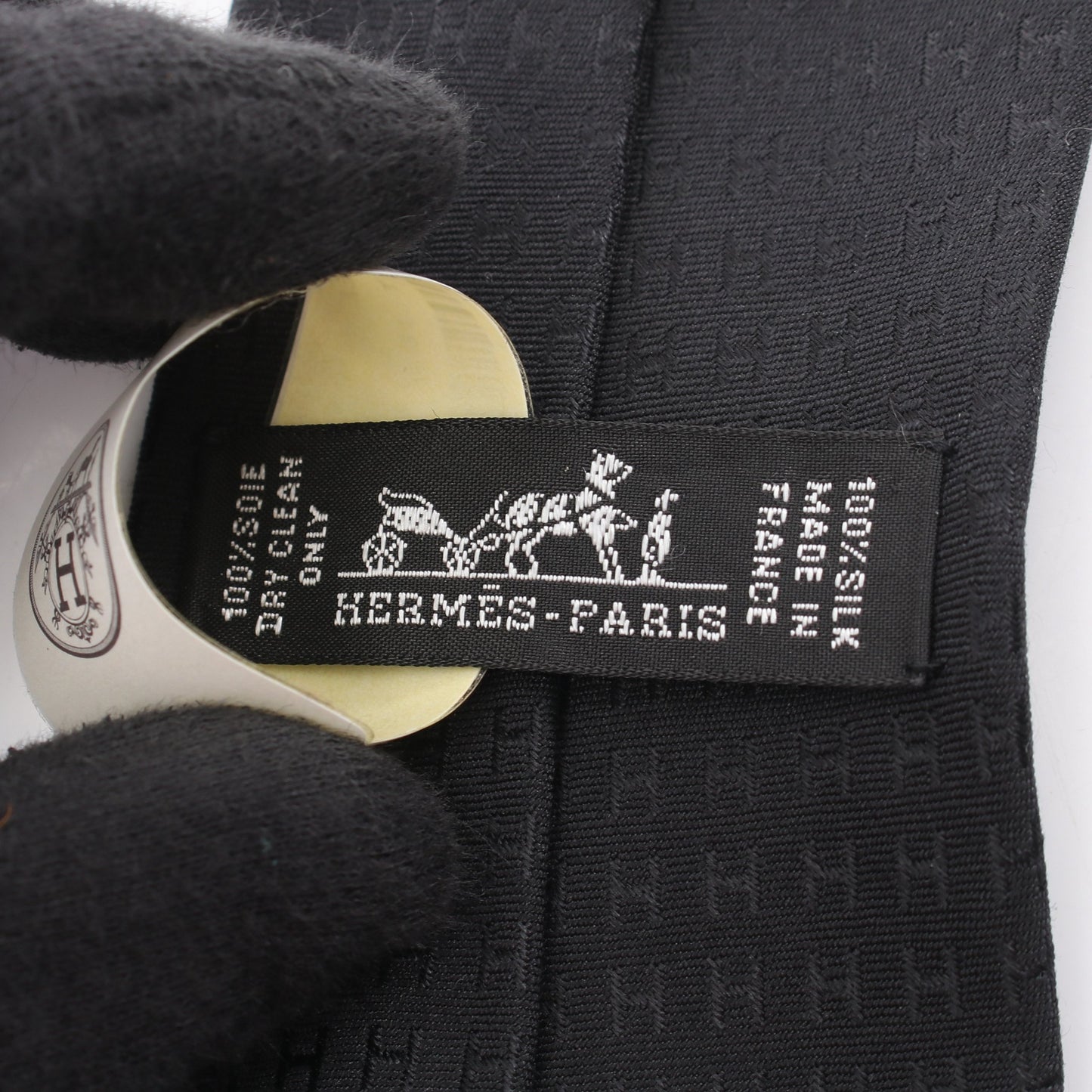 H柄 ネクタイ シルク ブラック エルメス 財布・小物 HERMES