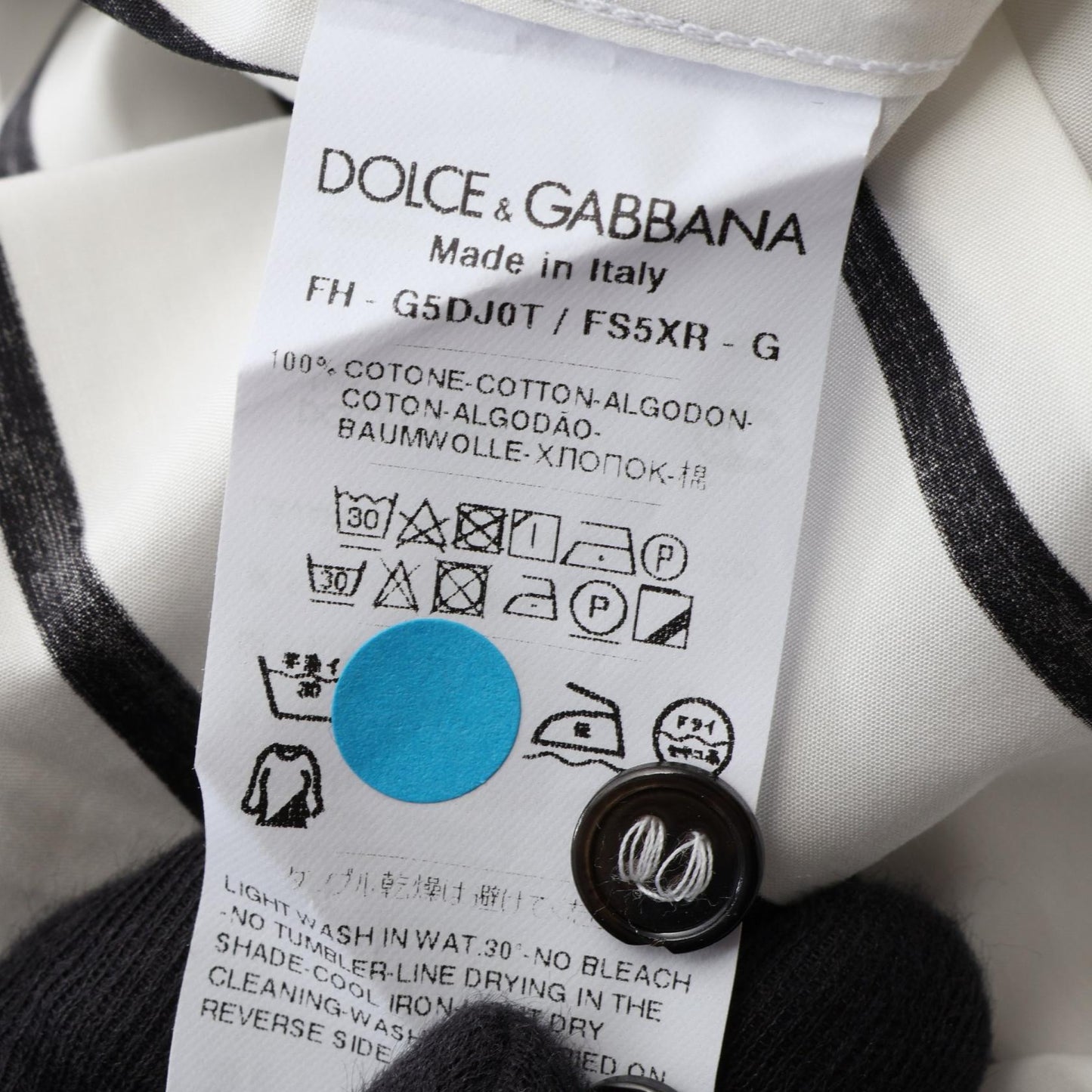 ストライプ 長袖 シャツ コットン ホワイト ブラック ドルチェアンドガッバーナ トップス DOLCE&GABBANA