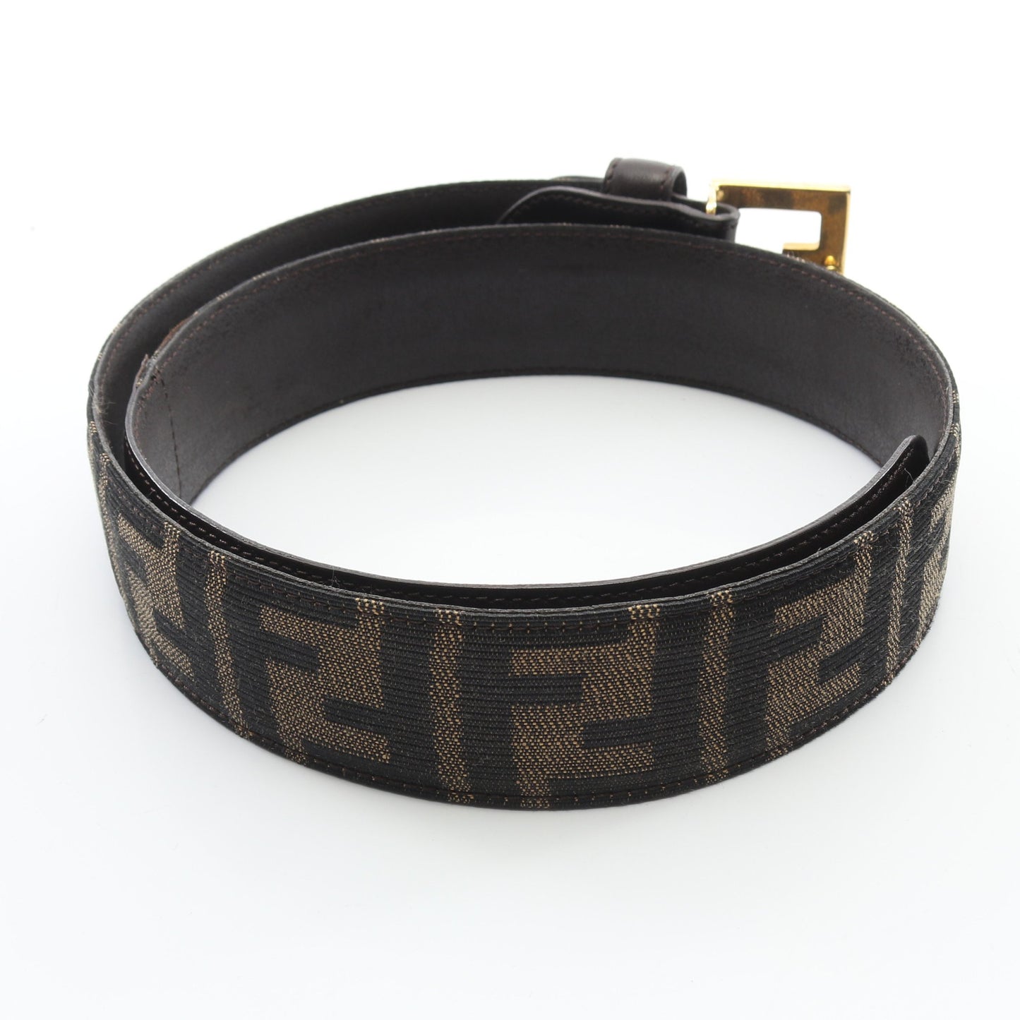ズッカ ゴールド金具 ベルト キャンバス レザー ダークブラウン フェンディ 財布・小物 FENDI
